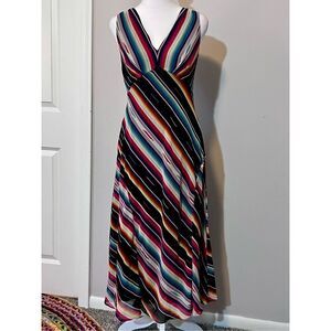 NWT Lauren Ralph Lauren Women's Striped Crinkle Georgette Dress Multicolor Sz 4
